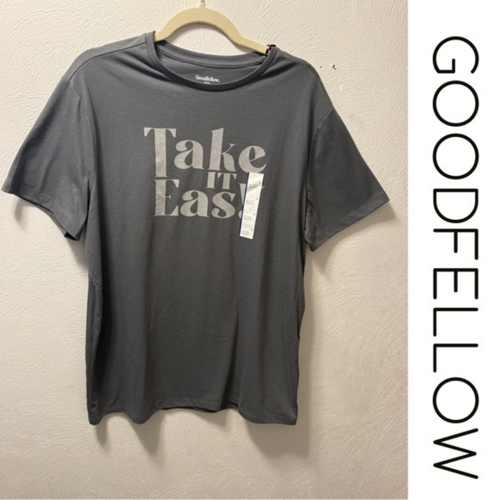 Goodfellow & Co “Take It Easy” Graphic Tee Gray L Sustainable Cotton Blend